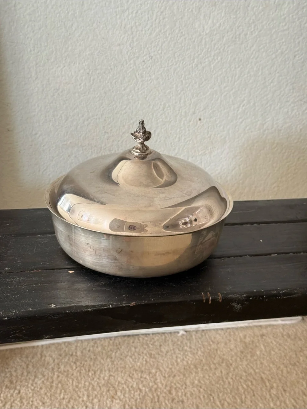 Vintage Silver-plated Covered Serving Bowl with lid classic Home Dining